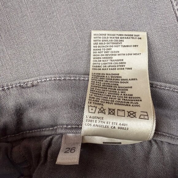 L'AGENCE Margot Gray Cotton Blend Stretch Skinny Cropped Ankle Jeans Size 26 - Picture 5 of 6